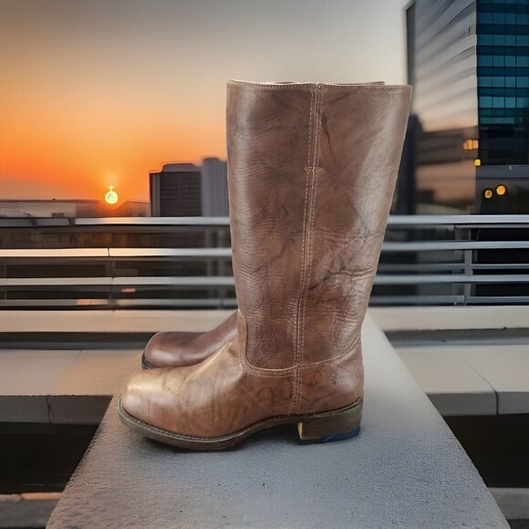 ✅Mens 12M Frye Campus 14L Brown Leather Tall Cowboy Boots Classic Western Riding